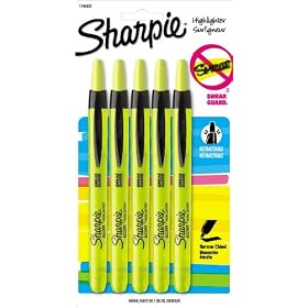 Sharpie Accent Pen-Style Retractable Highlighters, 5 Fluorescent Yellow Highlighters (1740822)