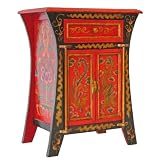 Handmade Asian Furniture - 26" Red & Black Tibetan Storage Cabinet With Sacred Gold Dragons