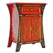 Handmade Asian Furniture - 26" Red & Black Tibetan Storage Cabinet With Sacred Gold Dragons