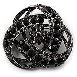 Oversized Vintage Crystal Corsage Brooch (Black Tone)