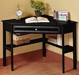 Oxford 50 Inch Black One Drawer Corner Writing Desk, 30Hx50W, BLACK