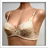 Art-Beau 2 Pack Beige Floral Satin Lacy Bra #2041 34A
