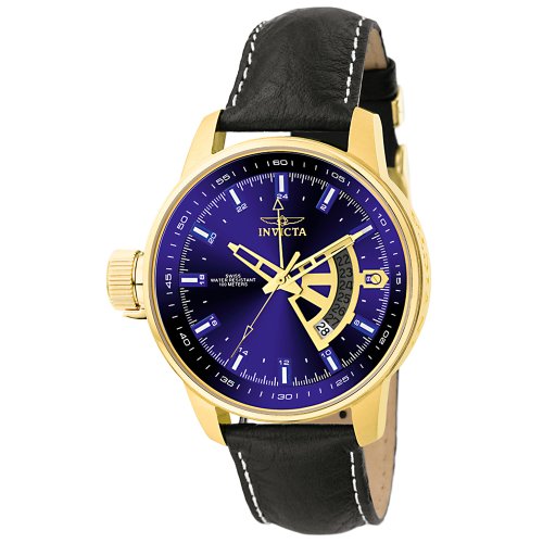 Invicta Men's 6517 Force Collection Lefty 18k Gold-Plated Black Leather Watch