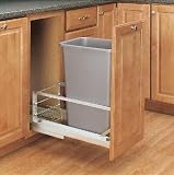 Single 50 Quart Pull-Out Waste Container, Silver