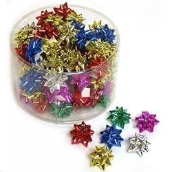 100 Metallic Gift Star Bows 1" Jewelry Box Gift Boxes