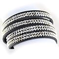 Silver Ice Double Strand Crystal On Faux Suede Band Bracelet With Button Clasp