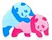 Enjoi Skateboard Sticker - Panda Skate Sticker Cute Pandas Pink & Blue Colour