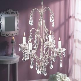 Shabby Crystal Chandelier Candle Holder W Prisms, Chic by Jed Mart