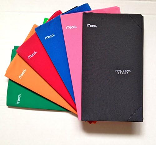 Durable Fabric BOOKSLEEVE with Reinforced Corners - Set of 6 Five Star Book Covers, Assorted Colors