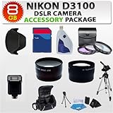 Nikon D3100 Digital SLR Camera Accessory Package Including Wide Angle Lens, ....