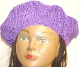 Hand Crocheted Purple Rayon Cotton Gimp and Chenille Tweed Beret for Women and Teens