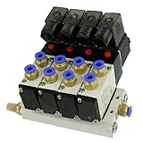uxcell　DC 24V 2ポジション　4重　電磁弁　クイック連結器ベースマフラー