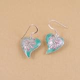 Heart Enameled Earrings Sterling Silver Turquoise Blue
