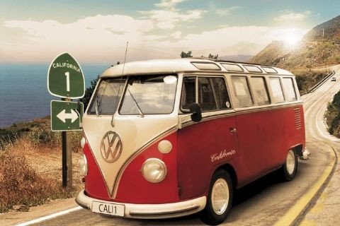 1art1 48814 Autos - VW Bus, Bulli, Kalifornien, Route One Poster (91 x 61 cm)