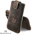 Bouletta MC ANTIC Coffee Samsung Galaxy Note 2 N7100 Echt Leder Tasche Etui H�lle Case Handytasche Schutzh�lle - Mit extra Frontpolsterung Rausziehlasche 100% Passgenau