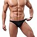 FEESHOW Men's Smooth Stretch Bikini Swimwear Underwear Swim Briefs (Black, XL)
