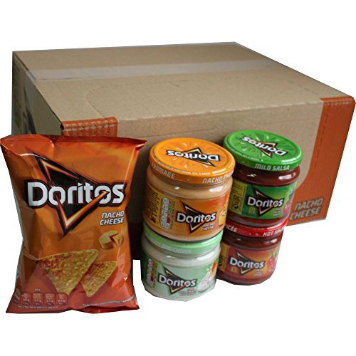 Doritos Nacho Chips Nacho Cheese 20 x 44g & Doritos Nacho Dip Sauce Testpaket Nacho Cheese 300g , Mild Salsa 326g, Hot Salsa 326g, Cool Sour Cream and Chives 300g