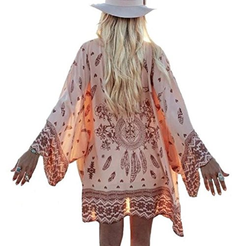Vovotrade Women Boho Printed Chiffon Loose Shawl Kimono