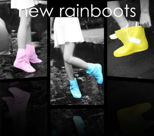 Bearcat Luxury Reuse Portable Colorful Girl's Women's Rainboots Waterproof Shoe Covers Mini Style (large, blue)