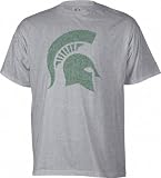 Michigan State Spartans Grey Distressed Mascot T-Shirt