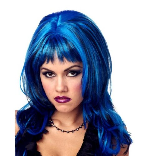 Wig Hard Rockin Witch Black Blue