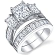 2 Carat Radiant Cut Cubic Zirconia CZ Sterling Silver Women's Engagement Ring Set