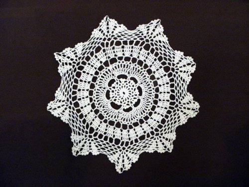 Set of 4 Handmade Crochet Lace Doilies. 8 Inch Round. White Color.