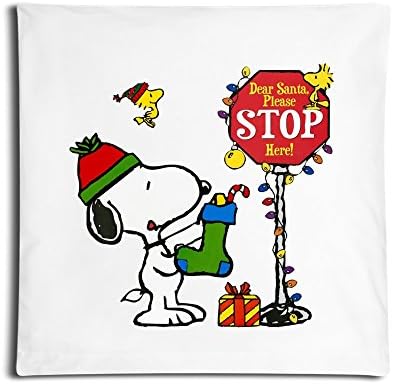 PlayHomeDecor Snoopy Say Dear Santa Claus,Please Stop Here Throw Pillow Case Cushion Cover 18 "X18 " (One Cover)