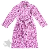 Pink Leopard Print Plush Bath Robe for Girls