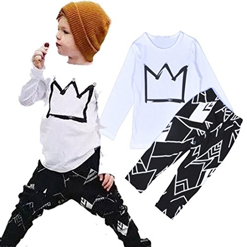 Outfit, Yasalu 1Set Toddler Boy Long Sleeve Print T-shirt Tops+Pants Clothes