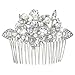 EVER FAITH® Austrian Crystal Cream Simulated Pearl Bridal Leaf Hair Comb Clear