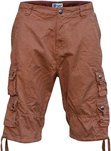 Worior Men's Soft Cotton Multi-Pocket Cargo Shorts (36, Brown)