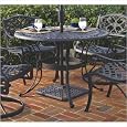 Outdoor Cast Aluminum 42" Round Dining Table in Black Metal