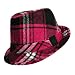 Hot Pink Wild Plaid Wool Felt Fedora Hat