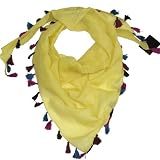 Women's Triangle Scarf - Beautiful Cotton Triangular Scarves with Colourful Tassels