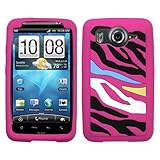 Rainbow Zebra/ Hot Pink Pastel Silicone Skin Gel Cover Case For HTC Inspire ....