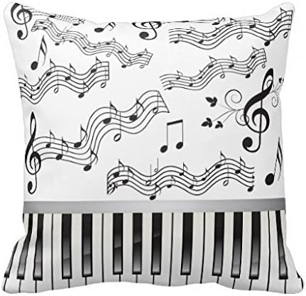 AliHogbenStore Piano Keys and Musical Notes Pillow Case Cushion Cover Home Sofa Decorative 18 X 18 Squares