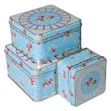 SET 3 Square Biscuit Tins - English Rose AIRTIGHT