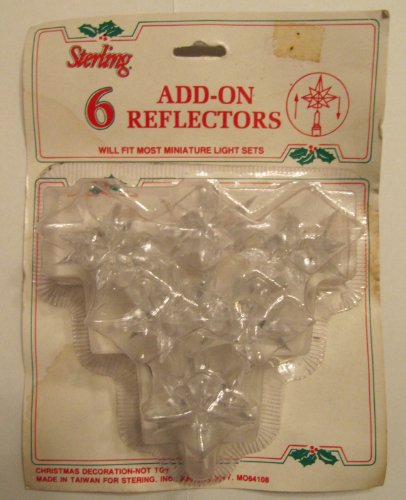 Sterling Add-On Twinkle Star Reflectors for Miniature Lights for Christmas Lights – 6 pack. This is a vintage product no longer made for many years. Only one set left.