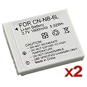 CANON NB-6L Equivalent Li Ion Battery 2-Pack for PowerShot S90 SD980 D10 Waterproof and SD770 IS SD1200 IS Cameras