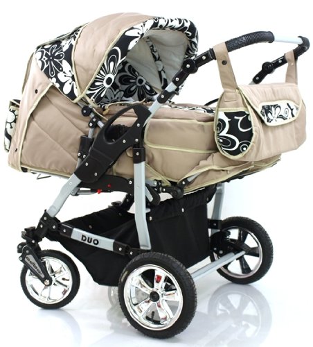 ADBOR Twin Pram DUO No.37 cappuccino / flower ADBOR Twin Pram DUO No.37 cappuccino / flower