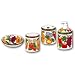 Hand Painted Mixed Fruit Fine Ceramicware 4 Piece Bathroom Accessories Set - Tumbler, Tooth Brush Holder, Lotion Bottle Dispenser, Soap Dish