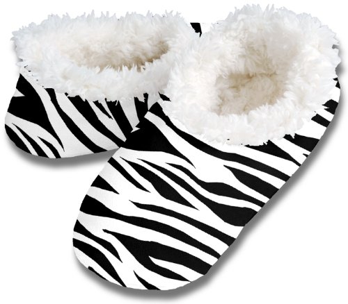 Snoozies! Zebra Women's Sherpa Footcoverings - Medium