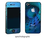 SP445:見る角度によってデザインが変わるiPhone4S/4用ホログラムフィルム「SKY BRIGHT BLUE protector film for iPhone4S/4」(spiral holographic)