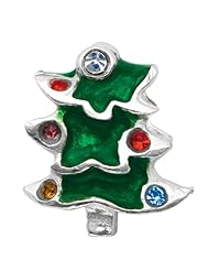 925 Sterling Silver Green Enamel X-Mas Tree Bead, For Chamilia, Pandora, Biagi, Personality, Reflections And More Charm Bracelets