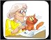 Mauspad mit Dekoration - K�rper, Einzelpersonen, Individuums, Menschen, Frau, Vertrag, Person, senior, menschlich, Vereinbarung, Personen, Katze, Leute