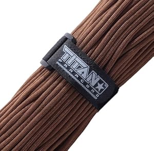 Titan Military 550 Paracord, with Official Fastener - Includes 2 FREE Paracord Project eBooks - This is the same Parachute Cord used by U.S. and Canadian Defense Forces - 100 FEET, NYLON, DARK EARTH
