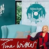 Wandtattoo-Uhr München – Wandaufkleber ( Größe: 66cm x 71cm – Farbe: creme ) Motiv-Nr: U 2566