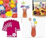 113 Pc LUAU PARTY Table DECOR/Hibiscus/Straws/Parasols/Swizzle Sticks/SUPPLIES/SUPPLY