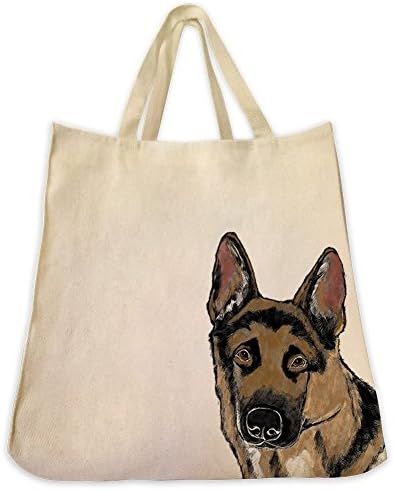 German Shepherd Extra Large Cotton Twill Tote Bag - Perfect Gift Idea for the German Shepherd and Dog Lover in Your Life - Reusable Grocery Shopping Over the Shoulder Handbag